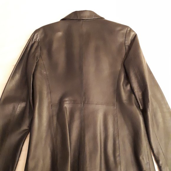 Women Black Leather Blazer - Picture 2 of 6